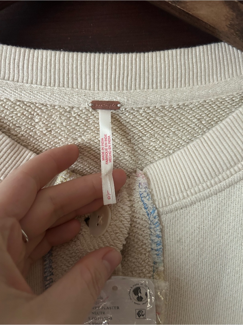 Free People Matilda Sweatshirt Cardigan Relaxed Fit Boho Size Large NWT - Picture 9 of 10